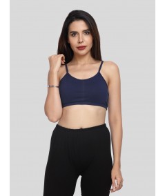 Women’s Navy Sports Bra with Straps – Stretch Cotton Jersey Active Fit
