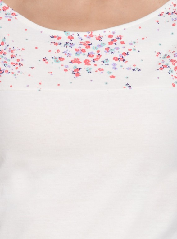White Multi Color Printed Womens Top