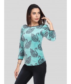 Swan Print Velour Top