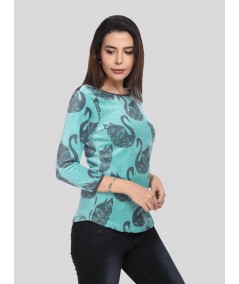 Swan Print Velour Top