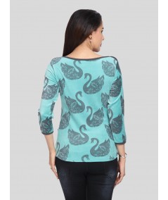 Swan Print Velour Top