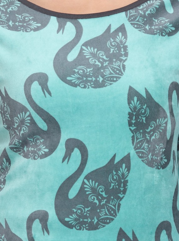 Swan Print Velour Top