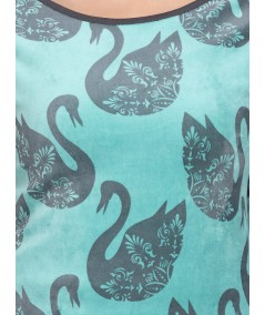 Swan Print Velour Top
