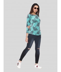Swan Print Velour Top