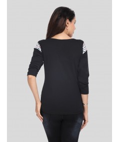 AOP Printed Black Womens Top