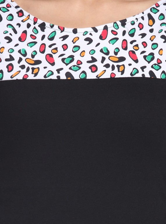 AOP Printed Black Womens Top