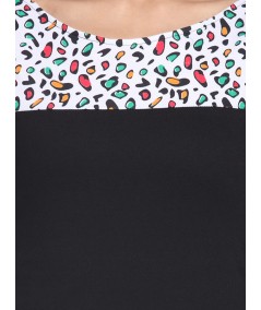 AOP Printed Black Womens Top