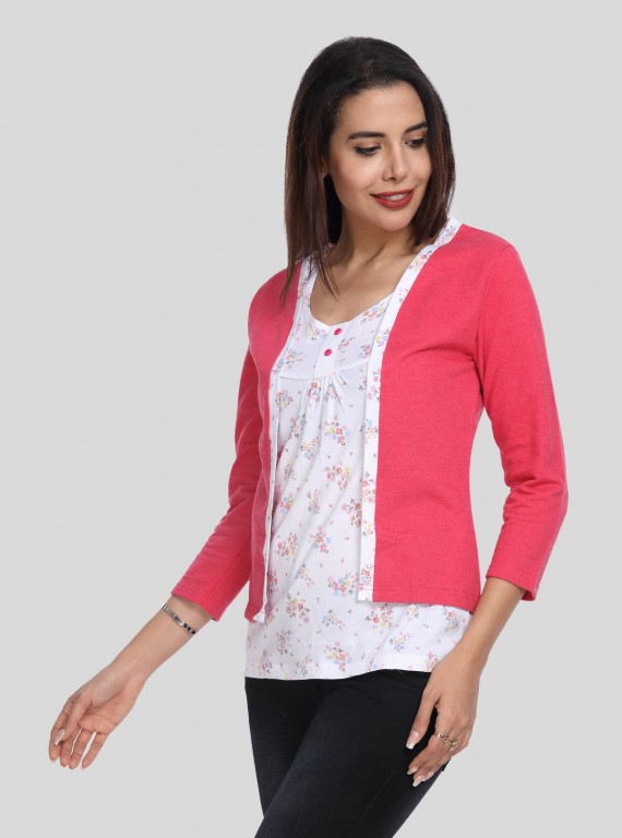 Dark Fuschia Fleece Set Top