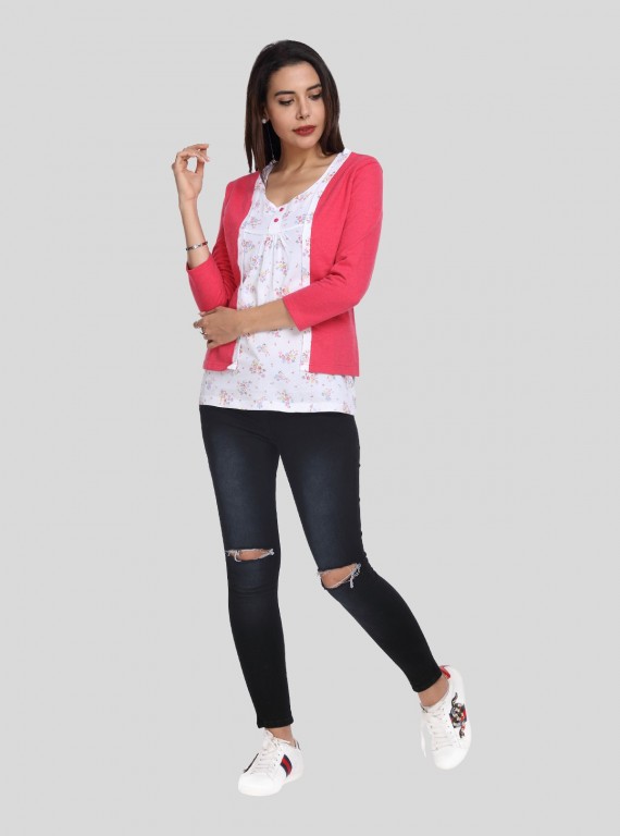 Dark Fuschia Fleece Set Top