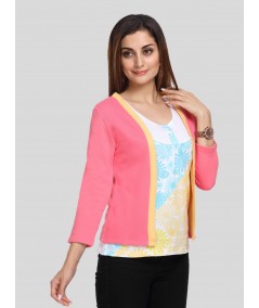 Contrast Fuschia Fleece Set Top