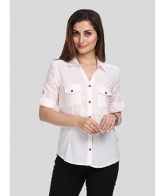 White Dot Print Shirt