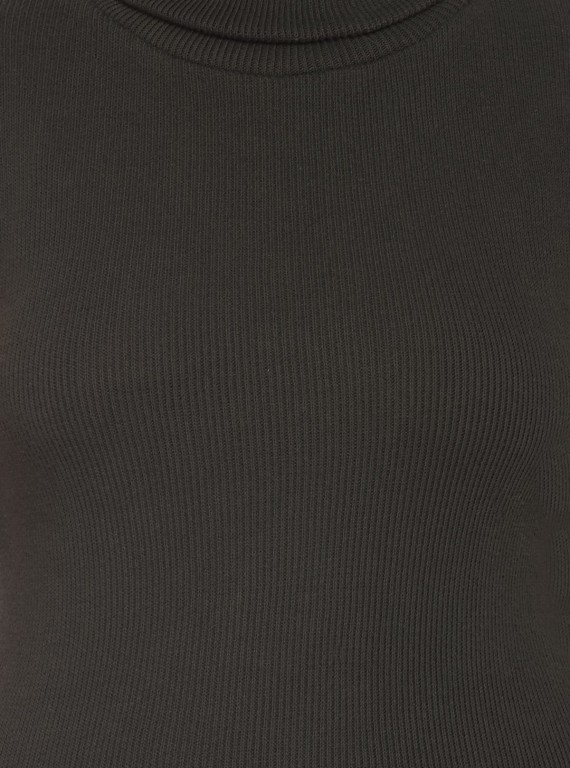 Green Flat Knit High Neck Top