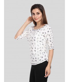 Tree Print Fleeted Sleeve Tshirt