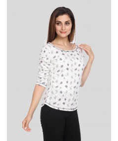 Tree Print Fleeted Sleeve Tshirt