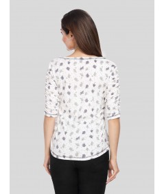 Tree Print Fleeted Sleeve Tshirt