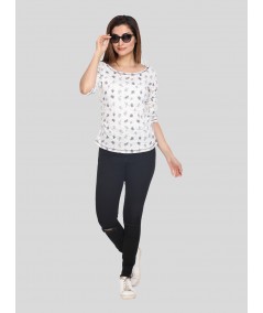 Tree Print Fleeted Sleeve Tshirt