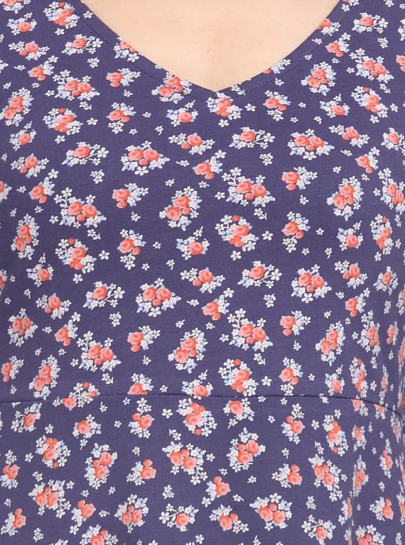 Blue Floral Scattered Top