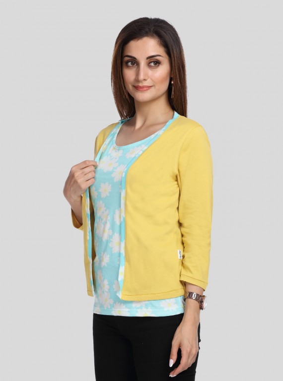 Mustard Contrast Set Top