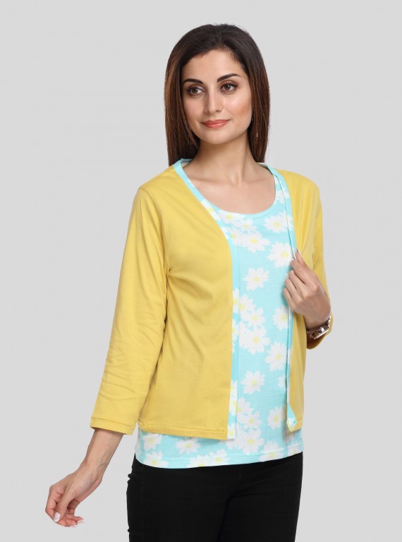 Mustard Contrast Set Top