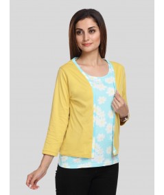 Mustard Contrast Set Top