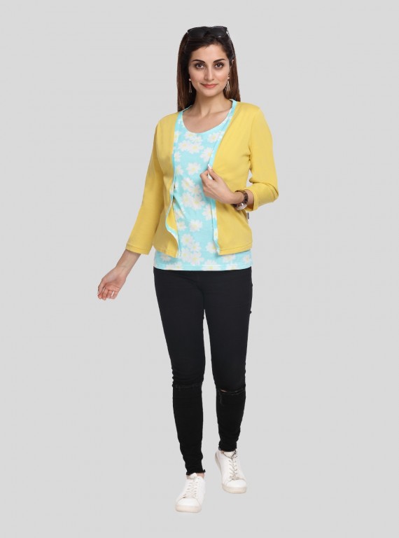 Mustard Contrast Set Top