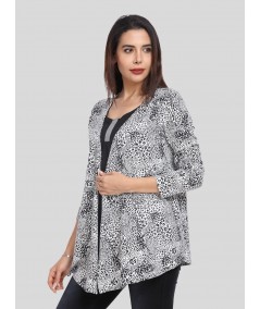 Sleeveless Black Print shrug