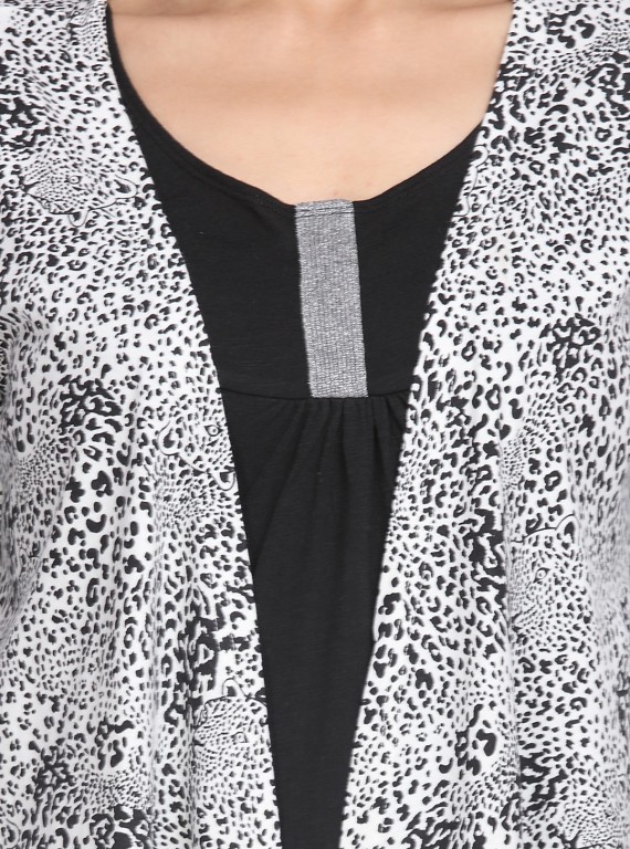 Sleeveless Black Print shrug