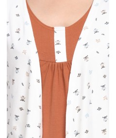 Brown Graphic Print Set Shrug