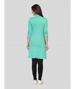 Green Roll On Neck Long Dress