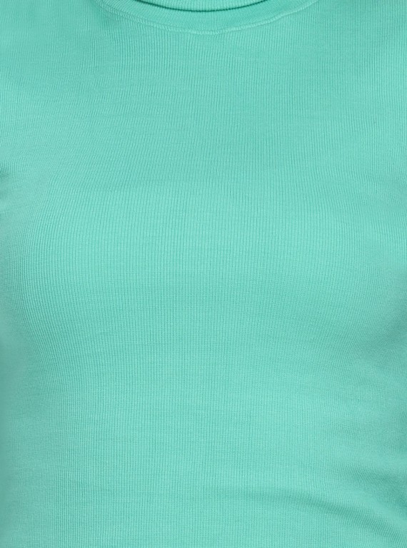 Green Roll On Neck Long Dress