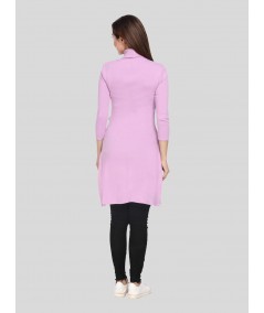 Pink Roll On Neck Long Dress