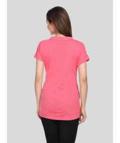 Band collar Womens Top - Fushia