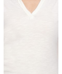 Band collar Womens Top - White