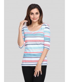 Women's Fancy Striped Top – Modern Elegance with Chic Detailing