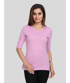 Women's Lilac Crew Neck Cotton Jersey Half Sleeve T-Shirt by Boer and Fitch