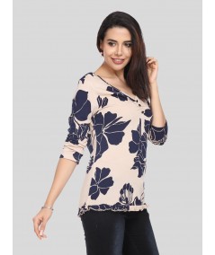 Ecru V Neck Floral Top