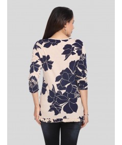 Ecru V Neck Floral Top