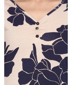 Ecru V Neck Floral Top