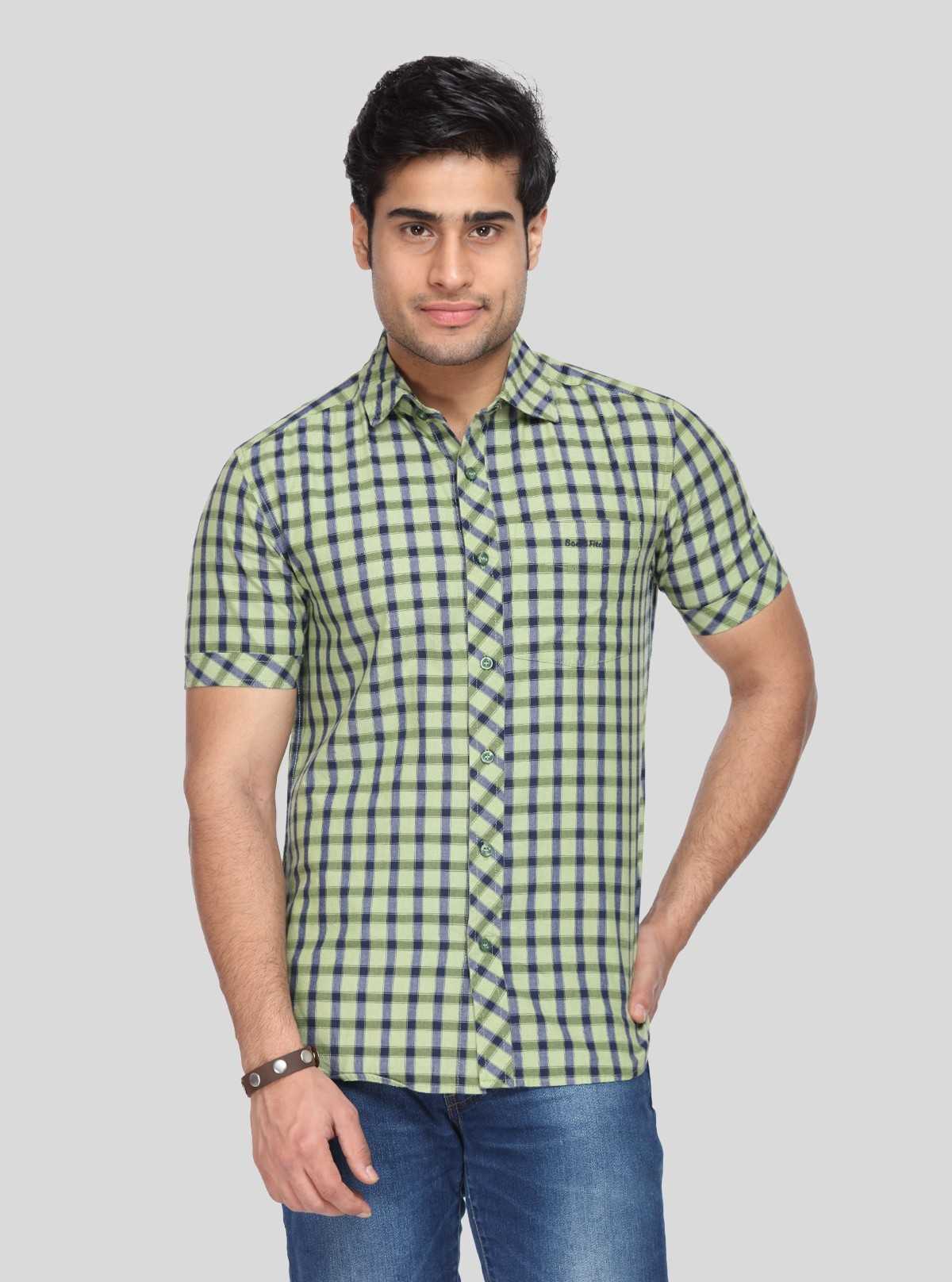 Men's Lime Green Soft Check Shirt – Fresh, Comfortable & Stylishly Casual