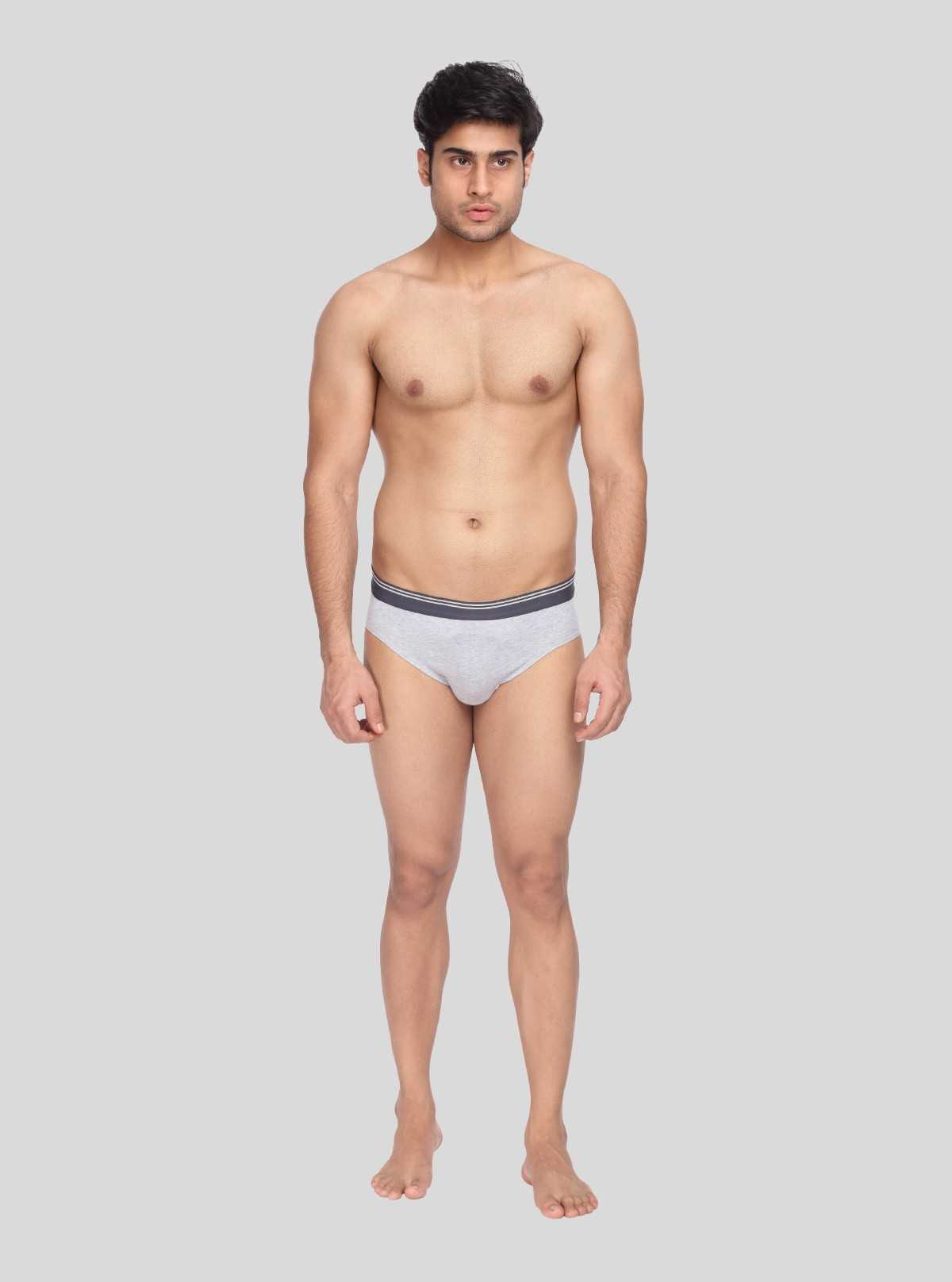 Men’s Grey Melange Cotton Brief – Soft, Breathable Comfort