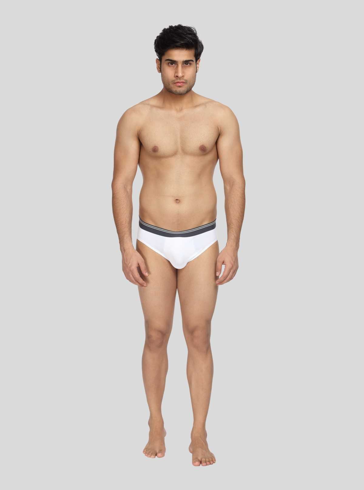 Men’s White Cotton Brief – Classic Fit, All-Day Comfort