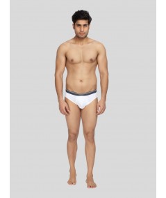 Men’s White Cotton Brief – Classic Fit, All-Day Comfort