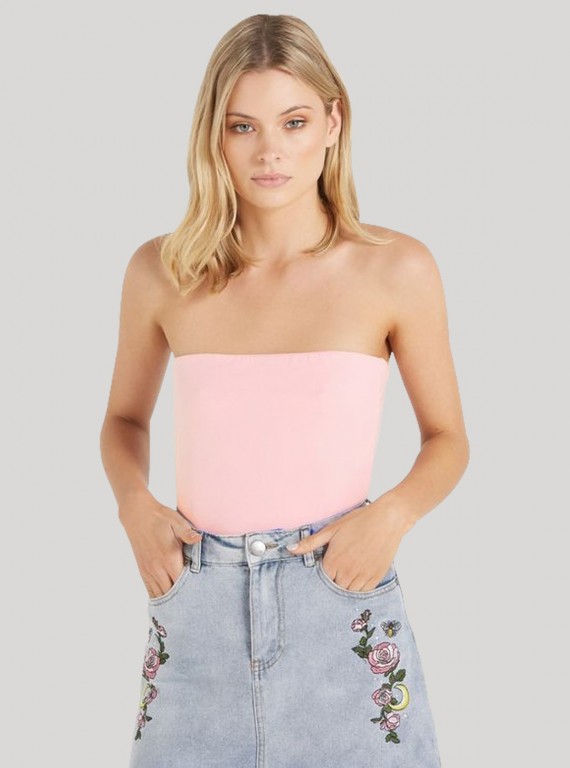 Women’s Pink Tube Top in Cotton Elastane – Soft, Stretchable & Chic