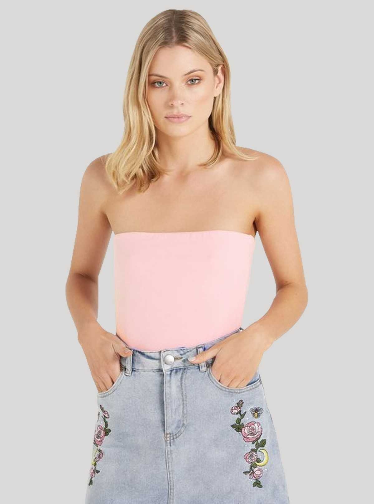 Women’s Pink Tube Top in Cotton Elastane – Soft, Stretchable & Chic