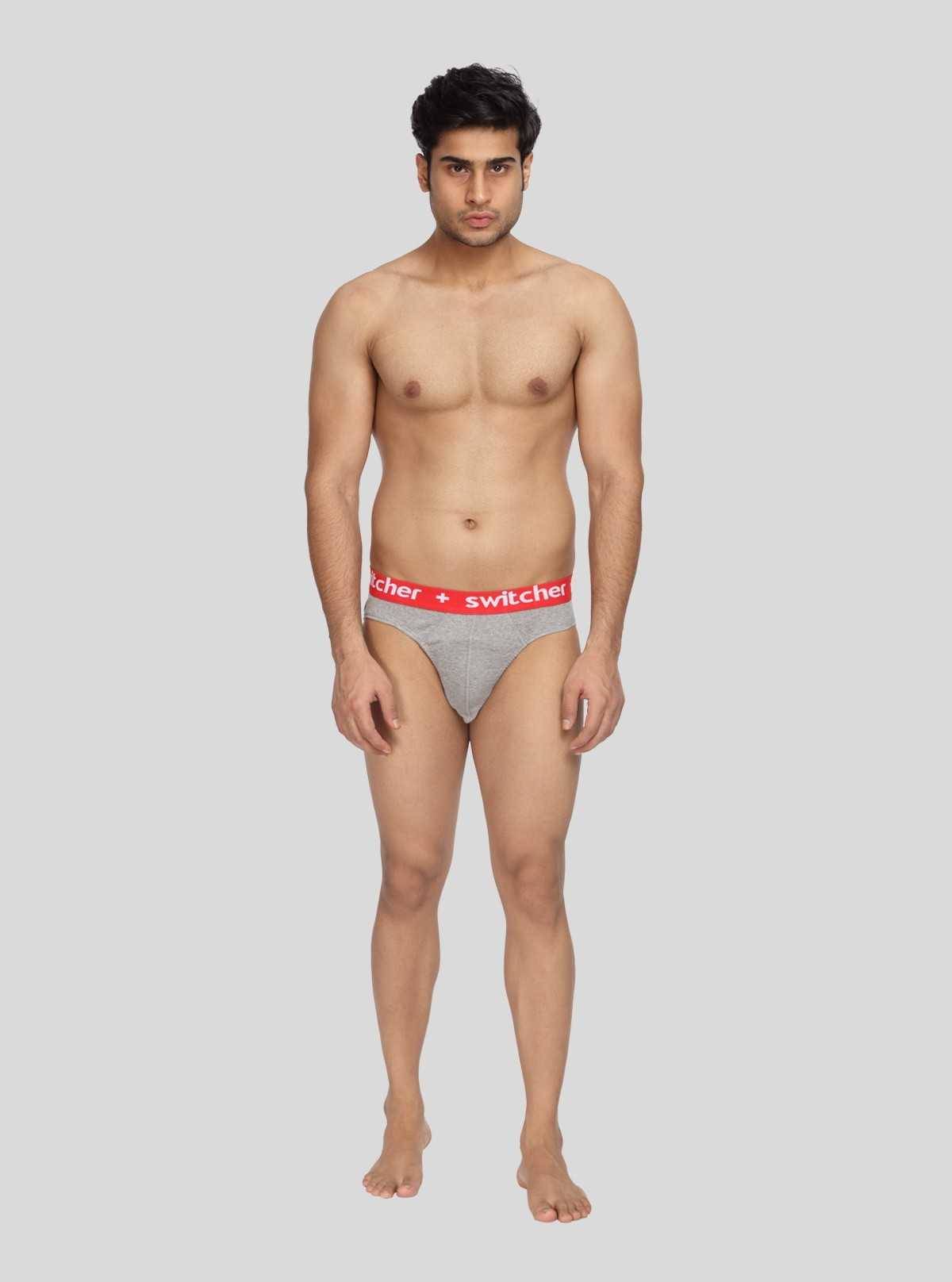 Grey Melange Contrast Band Brief