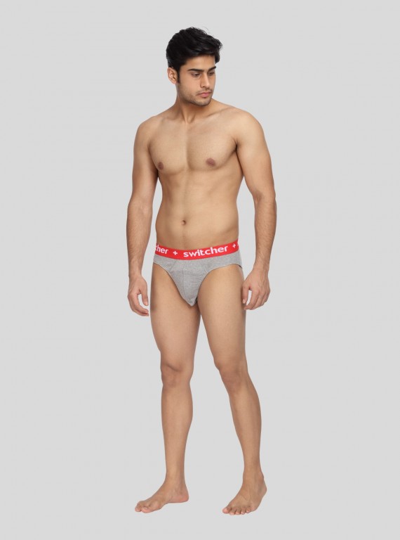 Grey Melange Contrast Band Brief