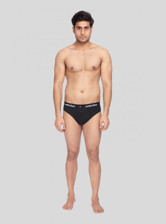 Men’s Solid Black Banded Brief | Premium Cotton Everyday Comfort