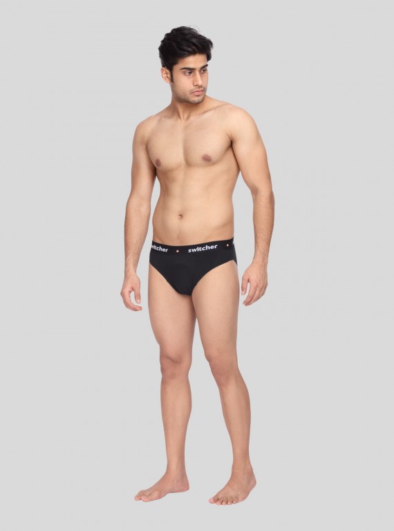 Black Fancy Elastic Brief