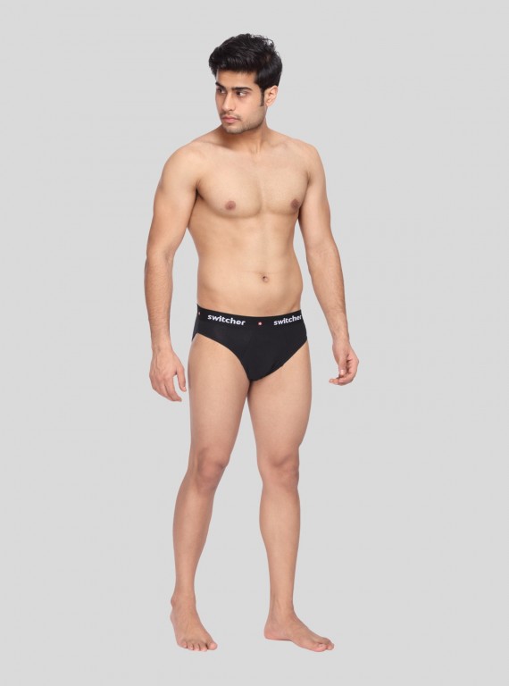 Black Fancy Elastic Brief