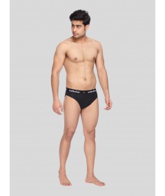 Black Fancy Elastic Brief